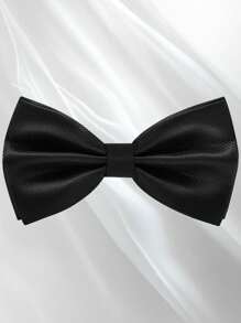 Men's Solid Color Elegant Jacquard Bow Tie, Pre-Tied Double Layer Solid Color Bowtie, Satin Formal Tuxedo Bowknot, Adjustable, Suitable For Groomsmen, Wedding, Party, Formal Events, Holiday Gift