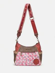 Sweet & Candy Women's Fashionable PU Leather Crossbody Bag, Cute Cartoon Print Butterfly Design, Popular Original Creation, Lightweight And Portable For Travel, School, Commuting, Vintage, College Style - Pink-a - View 2