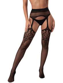 1piar Sexy Lingerie Accessories Romantic Sexy Underwear Sexy Mesh Stockings Pantyhose Small Mesh Mesh Stockings Four Side Open Crotch Temptationfor Club, Night Out, Dates, Shows, Wedding Night – Cheeky Stockings & Tights - Multicolor - View 13