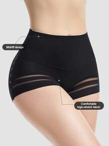 1pc Women Shapewear Shaper Tummy Control Flat Belly Sheath Slimming Waist Trainer Butt Lifter Pants, Underwear Lingerie Panty - Black - View 6