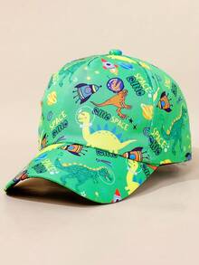 1pc Kids Cartoon Dinosaur Print Sun-Protective Baseball Cap, Spring/Summer