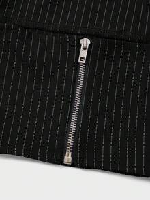 2pcs Set Business Commuting Pin Stripe Camisole Top + High Grade Draping Wide Leg Loose Casual Pants For Women - Black - View 6