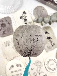 1 盒 30 张复古花卉纹理压花便签贴纸，用于制作卡片、DIY 日记本、剪贴簿、相册、杂志装饰、学校用品、返校