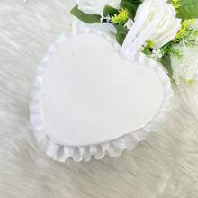 1 pieza Caja de anillo con forma de corazón romántica con rosa decorativa y rhinestones - cada centro de flor está decorado con piedras de cristal premium, adecuado para cualquier boda
