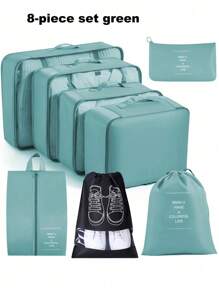 8 piezas de cubos de embalaje de viaje, organizadores de gran capacidad, organizadores de equipaje, bolsas de maquillaje, bolsas organizadoras portátiles, impermeables y plegables para ropa, zapatos, ropa de cama, cosméticos. Adecuado para viajes, vacaciones, viajes de negocios, uso doméstico. Regalo para mamá, novia, hermana.