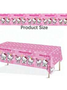 Sanrio Sanrio 1pc Disposable Cartoon Tablecloth, PVC Party Decoration Table Cover, Outdoor Picnic Dining Table Cloth