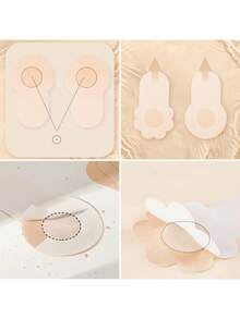 10/20/50片装一次性乳贴，带提拉效果，隐形乳贴花瓣，米色，万圣节秋季婚礼配饰，女士胸垫，隐形胸贴，无肩带胸贴，提拉内衣套装，蛋糕造型乳贴，旅行内衣，性感上衣