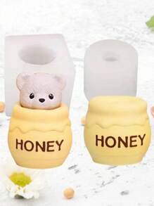 Molde de silicona en forma de lindo oso de miel para velas, molde de silicona reutilizable, vela de oso de miel para dormitorio, sala de estar, festival, molde para goteo de pegamento, molde para yeso, decoración del hogar