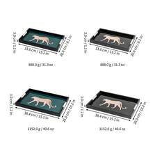 艺术豹纹方形镜面托盘，铁艺装饰收纳托盘，配有防滑皮革提手，透明亚克力装饰镜面，多功能收纳托盘，可放置珠宝、化妆品、蜡烛、钥匙、太阳镜等物品，优雅动物纹梳妆台收纳盒，装饰性家居托盘，适用于咖啡桌、梳妆台、台面，节日礼盒包装，是馈赠亲友的理想之选，亦可用于房间装饰。 - 彩色 - 查看 12