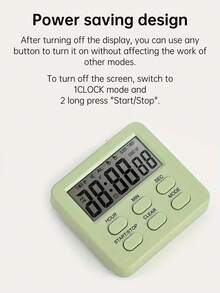 1pc Multi-Functional Digital Kitchen Timer With Alarm Clock - Countdown/24-Hour Display, Memory Function, Large LCD Screen, Magnetic/Stand Installation, Suitable For Cooking, Baking, Study And Fitness, Batteries Not Included - Green - View 9