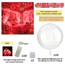 10/1 Luminous LED Transparent Wave Balloon Set (Inflated Size Approximately 35cm-40cm), With 3.0-Meter (Approximately 9.84ft) LED Light String (Excluding Internal Power) Suitable For Birthday Decoration, 2025 Graduation Decoration, Wedding Decoration, Mother's Day, Room Decoration, Shooting Props (Multi-Color Optional)