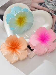 6/4/1 pièce Pince à cheveux à fleur en forme de cœur bouclée pour femmes et adolescentes, pince à cheveux hawaïenne pour cheveux épais de 7,5 cm, accessoire de cheveux de style doux, parfait pour le quotidien, les sorties, les dates, les fêtes et les mariages. Accessoires de cheveux de mode pour la plage, cadeau idéal pour les amies!
