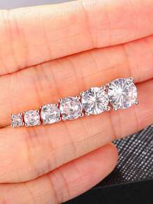 1 對 925 純銀高級四爪單鑽耳環簡約時尚女孩女孩珠寶禮物