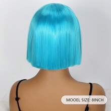 Blue Wig, Short Bob Wig With Bangs, Basic Style, Suitable For Cosplay Wear