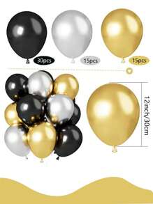 60pcs 60 Black Gold Balloons, Black Gold Silver Helium Balloons, Metal Gold Silver Latex Balloons, 12 Inch Black Party Balloon Decoration, Suitable For Birthday, Graduation Ceremony Wedding Decoration. Summer Gifts Beach Back To School School Supplies Room Decor