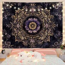 1 tấm thảm Boho màu đen có họa tiết hình học, trang trí tường cho phòng khách, phòng ngủ, trang trí nhà cửa - màu đen - Xem 2