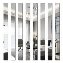 10/20 peças de azulejos de espelho - Adesivo de parede de espelho autoadesivo, moderno e minimalista em formato de tira (não é de vidro) Folhas de espelho de acrílico longas e removíveis sem moldura, reutilizáveis, decoração moderna para sala de estar, quarto, banheiro, escritório, adesivos, decalques de parede, decalques de vinil para decoração de casa, decorações de verão para refrescar sua casa, adesivos de decoração de feriado, presente de aniversário, formatura, volta às aulas