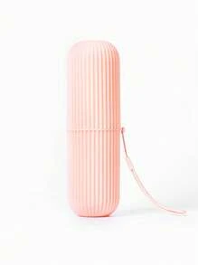 1 pièce Nouvelle boîte de rangement créative en plastique portable pour brosse à dents et dentifrice, organisateur de voyage multifonctionnel, support de trousse de toilette pour le voyage, peut également ranger des ustensiles, une tasse de toilette rayée, convient pour le voyage, les vacances, le voyage d'affaires, le camping, la gym, le yacht, les essentiels de vacances, les accessoires de voyage, les sacs de voyage, les fournitures scolaires de rentrée