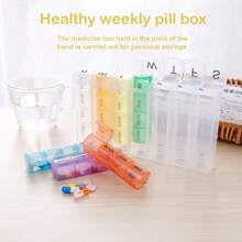 1pc Color One Week Pill Box, Colorful 28 Boxes Rainbow Pill Box, 7-Day Travel Spring Portable Pill Box,