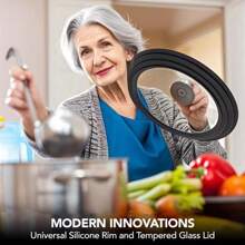 Couvercle universel en verre pour casseroles et poêles, résistant à la chaleur, avec trou pour vapeur, en silicone
