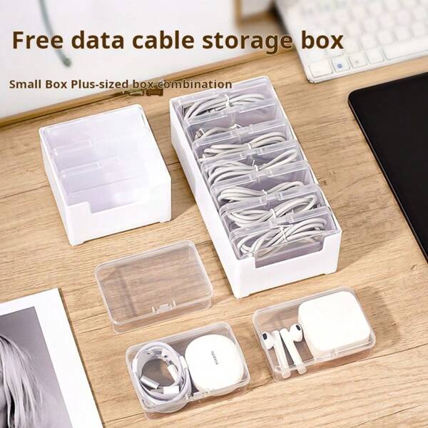 1pc 3-Drawer Style Storage Box Set, Cord, Cable And Accessory Organizer Box, Multifunctional Compartment Container, Card & Desktop Organizer, Large Capacity Stackable Drawers, Back To School