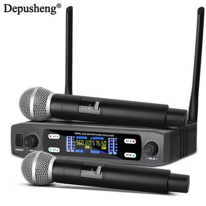  Depusheng X2 Wireless Microphone UHF Handheld Dual Channels Dynamic Mic For Karaoke Wedding Party Band Show Church