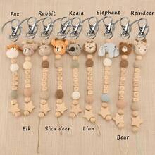 1pc Customized Plush Animal & Wooden Bead Letter Keychain, Deer/Lion/Bear/Elephant/Fox/Koala, Star Fur Ball Personalized Bag Charm, Name Tag, Unique Handmade Gift