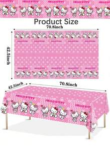Sanrio Sanrio 1pc Disposable Cartoon Tablecloth, PVC Party Decoration Table Cover, Outdoor Picnic Dining Table Cloth