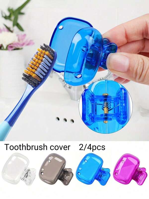 2/4pcs Toothbrush Holders, Travel Toothbrush Protector Cases, Portable Plastic Toothbrush Boxes, Random Colors