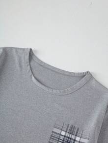 2pcs Men's Lightweight Pajama Set, Short Sleeve Top And Long Pants, Men's Spring/Summer Plaid Striped Loungewear Set - Light Grey - View 3