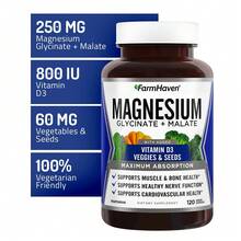 FarmHaven Magnesium Glycinate & Malate Complex W/Vitamin D3, 100% Chelated For Max Absorption, Vegetarian  Bone Health, Nerves, Muscles, 120 Capsules, 60 Days - 其他 - 查看 3