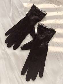 Women's Lightweight Lace Breathable Touchscreen Driving/Cycling Gloves, Cute Solid/Floral Print, Polyester Material, Summer UV Protection - Multicolor - View 9