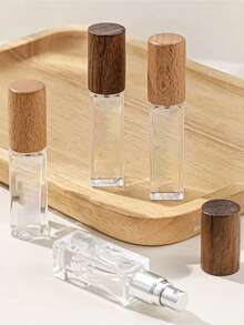 Zestaw 2 buteleczek podróżnych na perfumy z możliwością ponownego napełnienia (5 ml/10 ml/15 ml) - miniaturowe szklane butelki z drewnianą zatyczką, bez PVC i bezzapachowe, przenośny zestaw prezentowy dla kobiet, przyjaciółek, najlepszych przyjaciółek (zawiera narzędzia do napełniania)