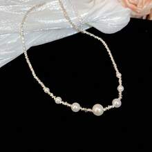 Andkiss 1pc Fashionable Elegant Luxurious Faux Pearl Necklace - Multicolor - View 2