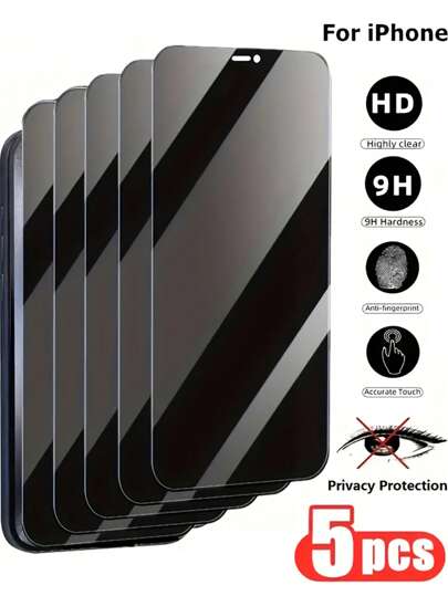 2Pcs Privacy Protection Full Screen Tempered Glass Protector Protect With Black Edge Silk Screen Anti Peeping Full Screen Phone Protective Film Compatible With IPhone 17 16 15 14 13 12 11 Pro Max XS X XR 6 7 8 16 15 14 Plus 12 13 Mini Clear Protective Cover Glass Film