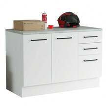 Madesa Under Garage Storage Cabinet With White Countertop - White - View 2