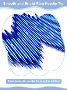 New 13pcs Detachable Blue Circular Needle Storage Case Set, Ergonomic DIY Knitting Tools - 1 Set Of Stainless Steel Circular Needle Storage Bag - View 3