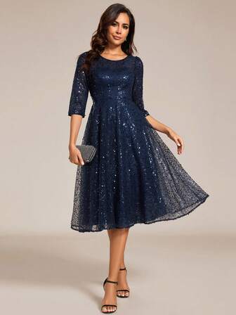 Elegant Fall Winter Sequin Dress Suitable For Wedding Party Prom Graduation Dinner Holiday Gala Mother Of The Bride Dress Formal Dress