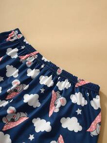 3pcs Set Cartoon Animal Print Cute Pajamas For Women - White - View 6