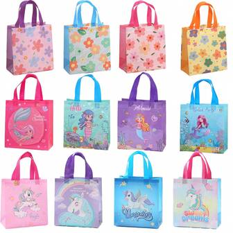 6pcs Non-Woven Floral Themed Gift Bags - Reusable Party/Holiday Gift Packaging Bags, Gift Bags, Party Favors, Craft Tote Bags, Suitable For Mother's Day, Bridesmaid Gifts, Graduation Gifts, Birthday Gifts, Wedding Gifts (With Handles)
