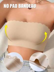 Soutien-gorge sans bretelles pour femmes, brassière sans couture sans fil, Top bandeau décontracté, confortable, élastique, avec bordure frisée, sans trace, sans rembourrage, sous-vêtements lissants, Top tube dos nu, sous-vêtements de base confortables, coupe douce, modèle sans bretelles polyvalent pour un port quotidien, soutien-gorge invisible, soutien-gorge de mariage