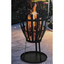 Feuerkorb mit Funkenschutz Terassenfeuer Gartenfeuer Feuerstelle rund mit Bodenplatte, Terassen Garten Feuer Korb Feuerschale Grill (Feuerkorb mit Grill-Funktion)