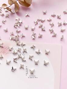 30 Pieces Of Artificial Zirconia Small Butterfly Design Nail Art Decoration, Small-Sized Butterfly Alloy Rhinestone Nail Accessories, Y2K Style Nail Jewelry, 3D Elegant Diy Decoration, Japanese Style Fresh And Simple Short Nail Butterfly Nail Decoration, Suitable For Women'S Nail Art Nail Supplies Nails Nail Charms Nail Gems