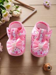 1 par de zapatos/calcetines para bebés niñas con suela blanda, encaje, moño, para recién nacidos e infantes de 0 a 12 meses, calzado de princesa para los primeros pasos