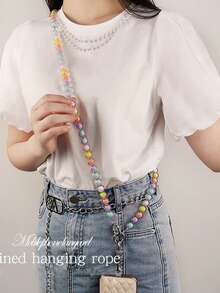 1 buc. Curea lungă pentru șnur pentru telefon cu margele de culoare macaron, suport pentru telefon, drăguț și la modă, cu distanțier pentru cadou