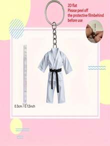 Llavero de cinturón negro de Taekwondo plano 2D, decoración acrílica para el Día de la Madre, el Día del Padre, el Ramadán, el espejo retrovisor del automóvil, accesorios creativos para el interior del automóvil, mochila de mujer, llavero, decoración para el hogar, cocina, bolso y llavero de múltiples funciones - regalo perfecto para ocasiones festivas con creatividad, no es un llavero de aleación de zinc con patrón deportivo de dibujos animados 3D, bohemio de todas las temporadas - Blanco y Negro - Ver 6