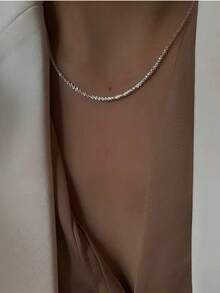 1 Pc Starry Sky Shiny Silver Chain Necklace - Silver - View 8