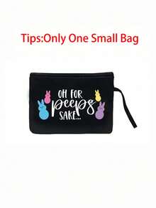 Easter Theme Women's Linen Tote Bag Set, Includes 1 Tote Bag With Rabbit Ear And Easter Pattern Print, And 1 Printed Pouch, Suitable For Beach, Bridesmaid Gift, Travel, Makeup Bag, Easter Gift, Beach, Travel, Vacation, Commute, Daily Use, Great Gift For Girlfriend, Mother's Day, Birthday, Anniversary - Multicolor - View 13