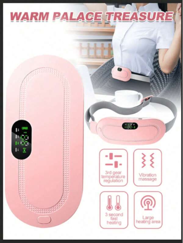 1 pieza Almohadilla térmica para la menstruación, almohadilla térmica para cólicos menstruales, almohadilla térmica de masaje caliente para el estómago para aliviar el dolor en damas y niñas. 1 pieza Cinturón térmico para la cintura para aliviar los calambres menstruales, almohadilla térmica portátil inalámbrica para el estómago, con 3 niveles de temperatura y 4 modos de masaje