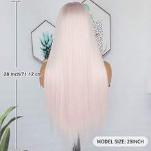 13X6 Free Part Platinum Blonde Lace Front Wigs 28 Inch Pre Plucked Long Straight Hair Wigs Glueless Soft Ash Blonde Colored Wigs Heat Resistant Fiber Hair Synthetic Lace Front Wigs For Women For Daily Christmas Party Cosplay Use - Ice Pink - 查看 9
